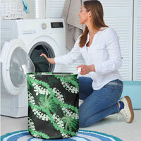 Puakenikeni Maile Lei Laundry Basket Frangipani Green Tropical Leaves