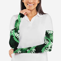 Puakenikeni Maile Lei Arm Sleeves Frangipani Green Tropical Leaves