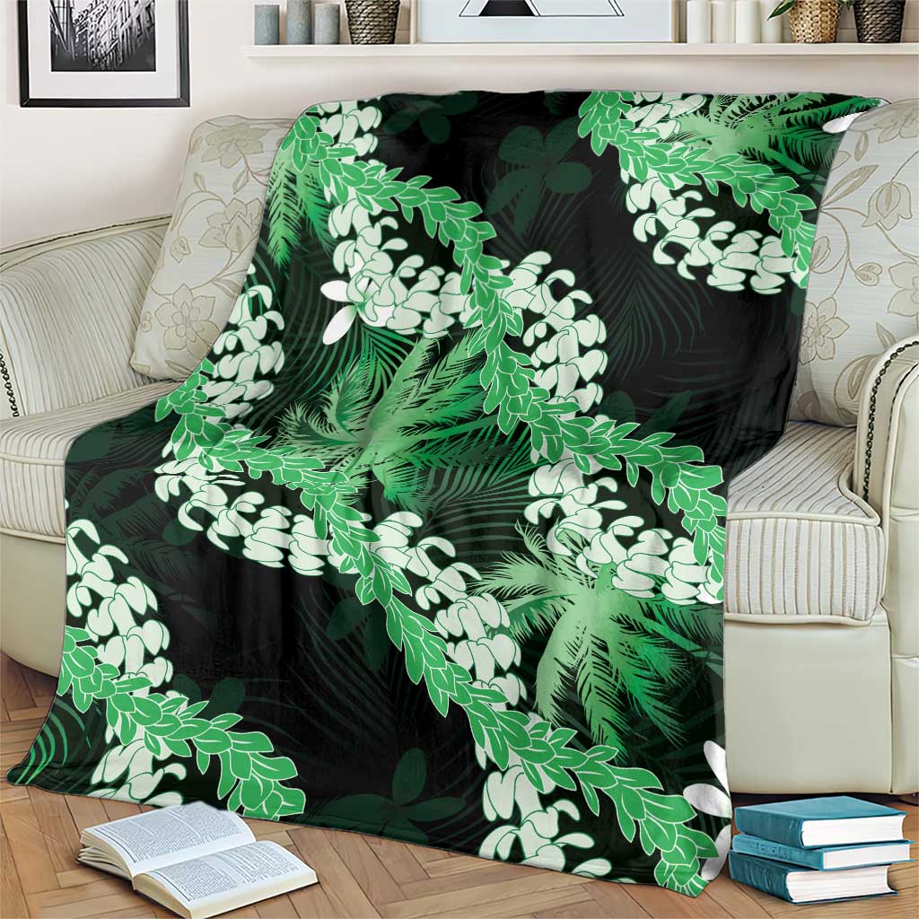 Puakenikeni Maile Lei Blanket Frangipani Green Tropical Leaves
