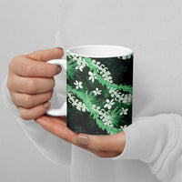 Puakenikeni Maile Lei Ceramic Mug Frangipani Green Tropical Leaves