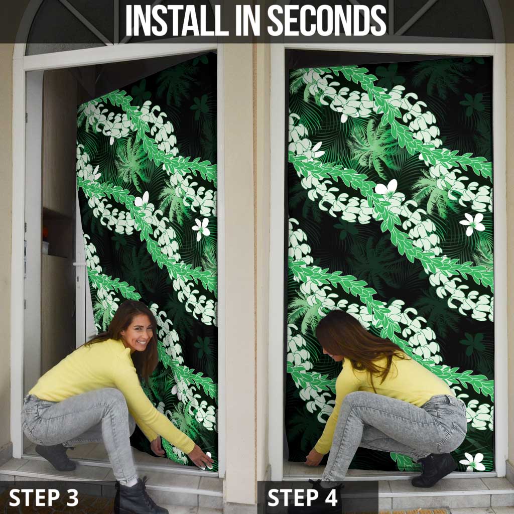 Puakenikeni Maile Lei Door Cover Frangipani Green Tropical Leaves