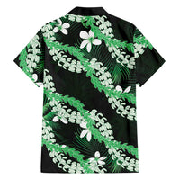 Puakenikeni Maile Lei Family Matching Long Sleeve Bodycon Dress and Hawaiian Shirt Frangipani Green Tropical Leaves LT01 - Polynesian Pride