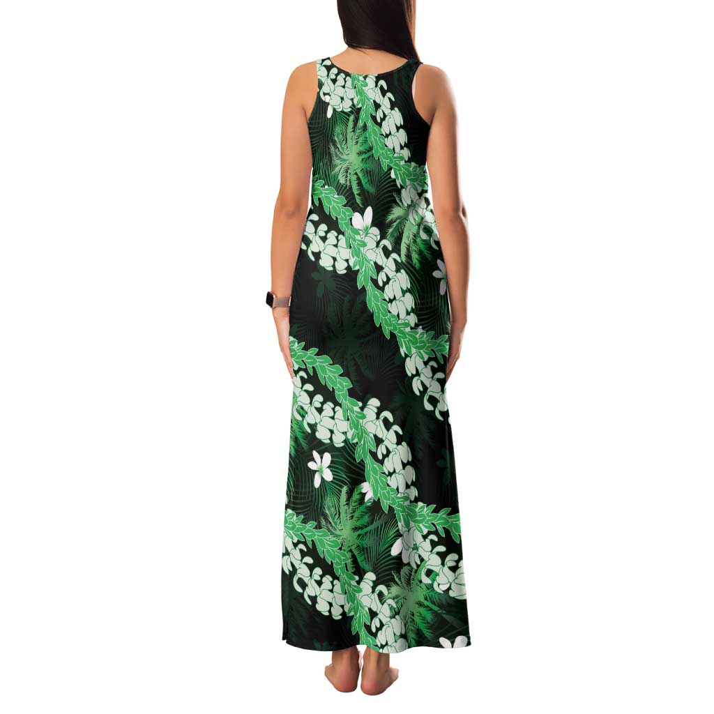 Puakenikeni Maile Lei Family Matching Tank Maxi Dress and Hawaiian Shirt Frangipani Green Tropical Leaves LT01 - Polynesian Pride