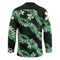 Puakenikeni Maile Lei Hockey Jersey Frangipani Green Tropical Leaves