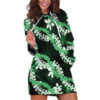 Puakenikeni Maile Lei Hoodie Dress Frangipani Green Tropical Leaves LT01 Green - Polynesian Pride