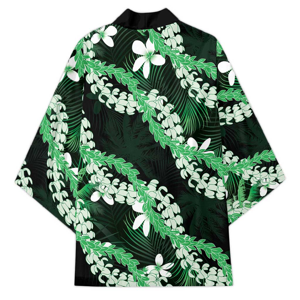 Puakenikeni Maile Lei Kimono Frangipani Green Tropical Leaves