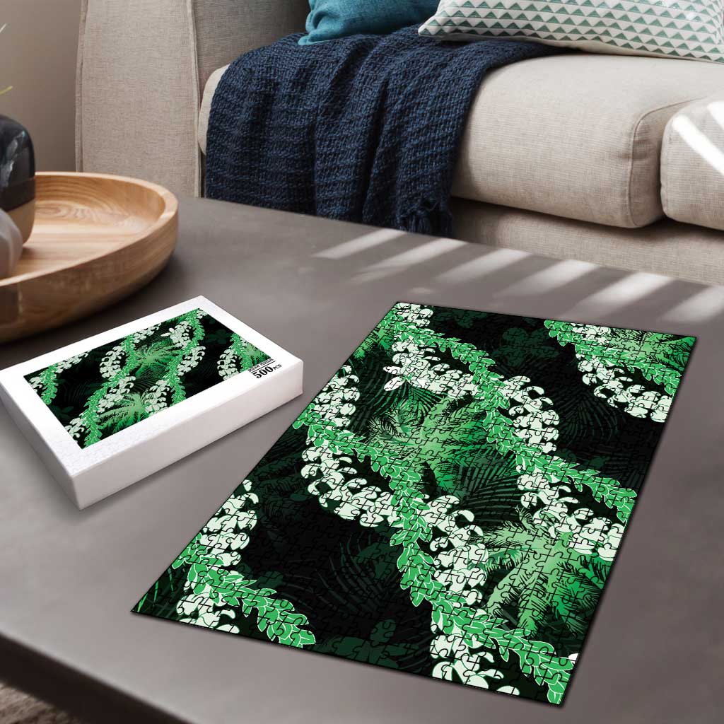 Puakenikeni Maile Lei Puzzle Frangipani Green Tropical Leaves