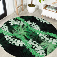 Puakenikeni Maile Lei Round Carpet Frangipani Green Tropical Leaves