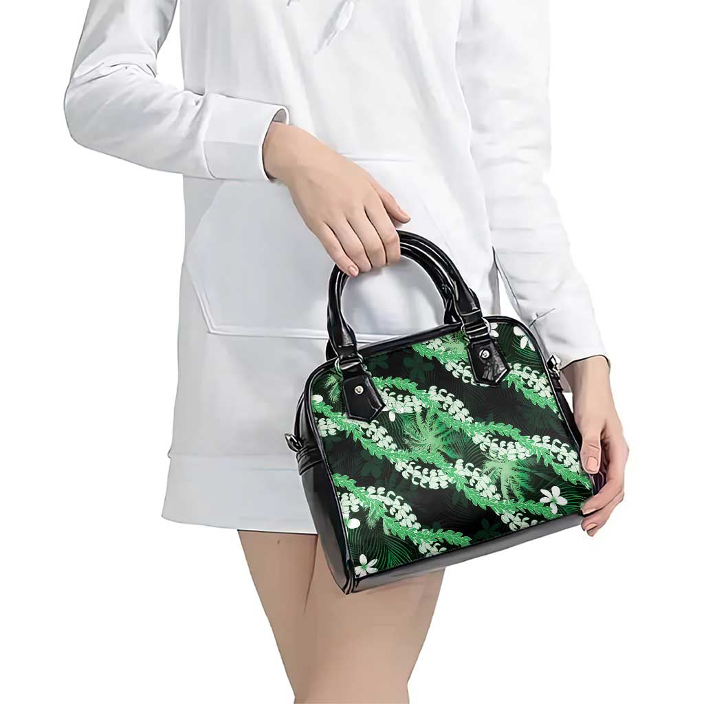 Puakenikeni Maile Lei Shoulder Handbag Frangipani Green Tropical Leaves