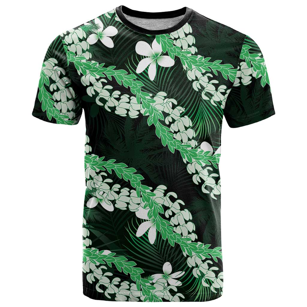 Puakenikeni Maile Lei T Shirt Frangipani Green Tropical Leaves