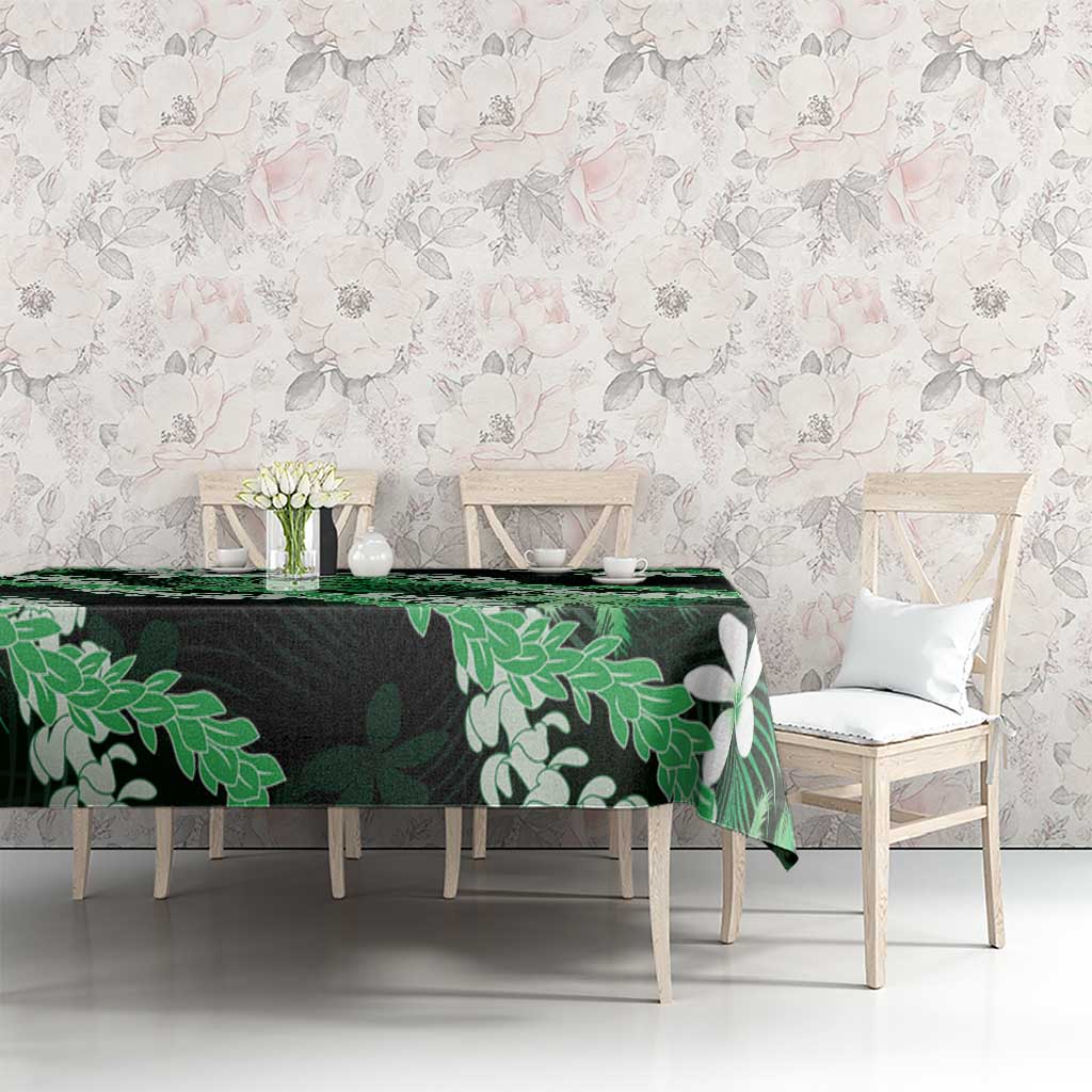 Puakenikeni Maile Lei Tablecloth Frangipani Green Tropical Leaves