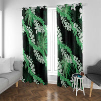 Puakenikeni Maile Lei Window Curtain Frangipani Green Tropical Leaves