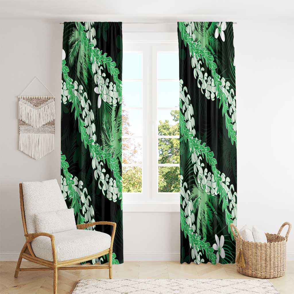 Puakenikeni Maile Lei Window Curtain Frangipani Green Tropical Leaves