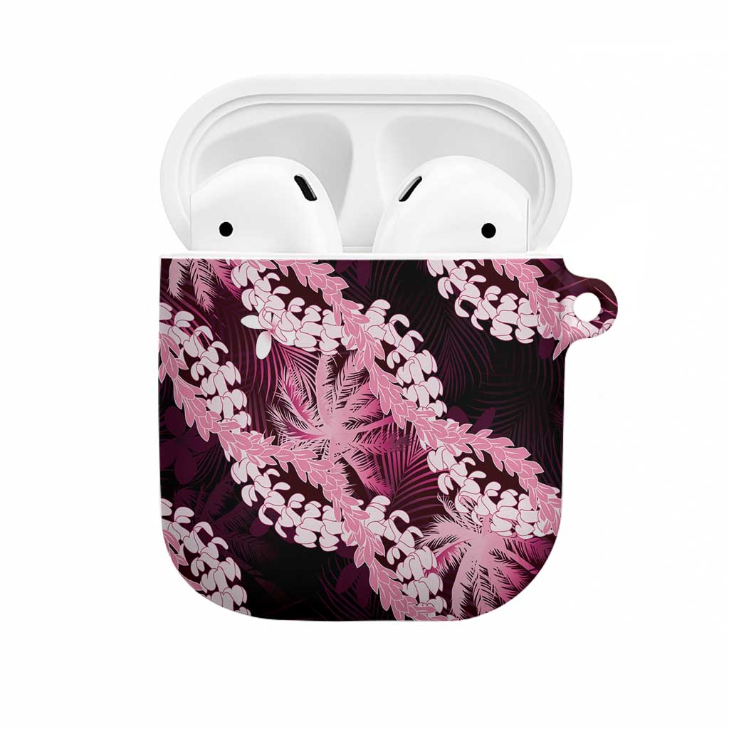 Puakenikeni Maile Lei AirPods Case Frangipani Pink Tropical Leaves