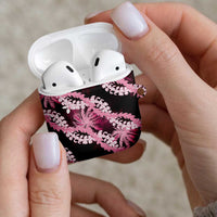 Puakenikeni Maile Lei AirPods Case Frangipani Pink Tropical Leaves