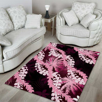 Puakenikeni Maile Lei Area Rug Frangipani Pink Tropical Leaves