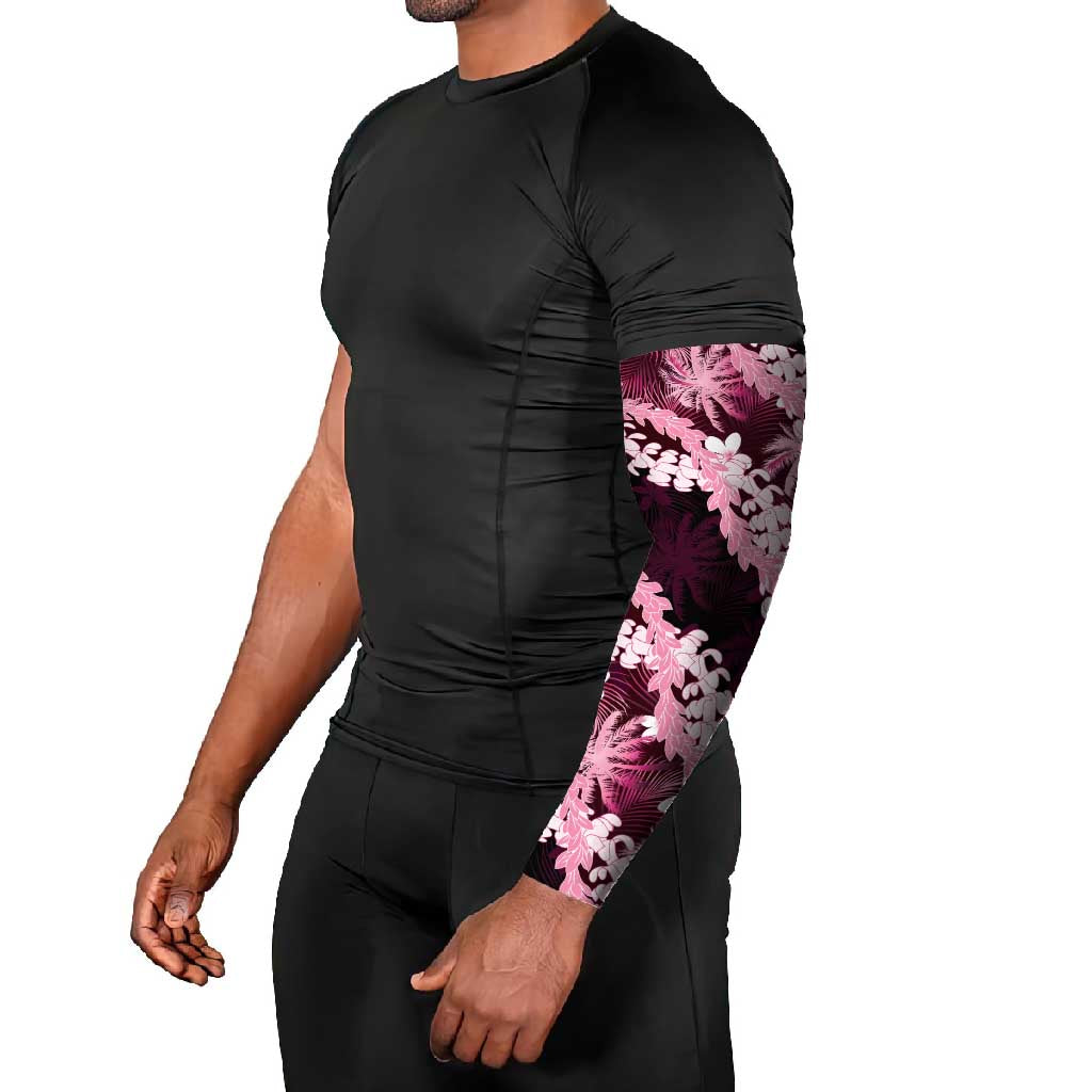 Puakenikeni Maile Lei Arm Sleeves Frangipani Pink Tropical Leaves