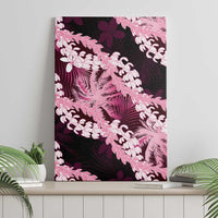 Puakenikeni Maile Lei Canvas Wall Art Frangipani Pink Tropical Leaves