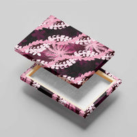 Puakenikeni Maile Lei Canvas Wall Art Frangipani Pink Tropical Leaves