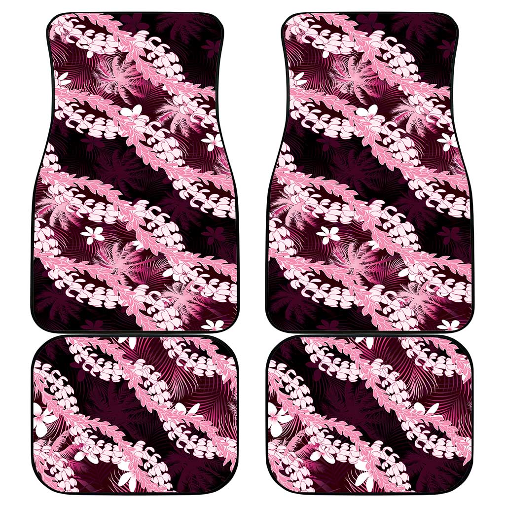 Puakenikeni Maile Lei Car Mats Frangipani Pink Tropical Leaves