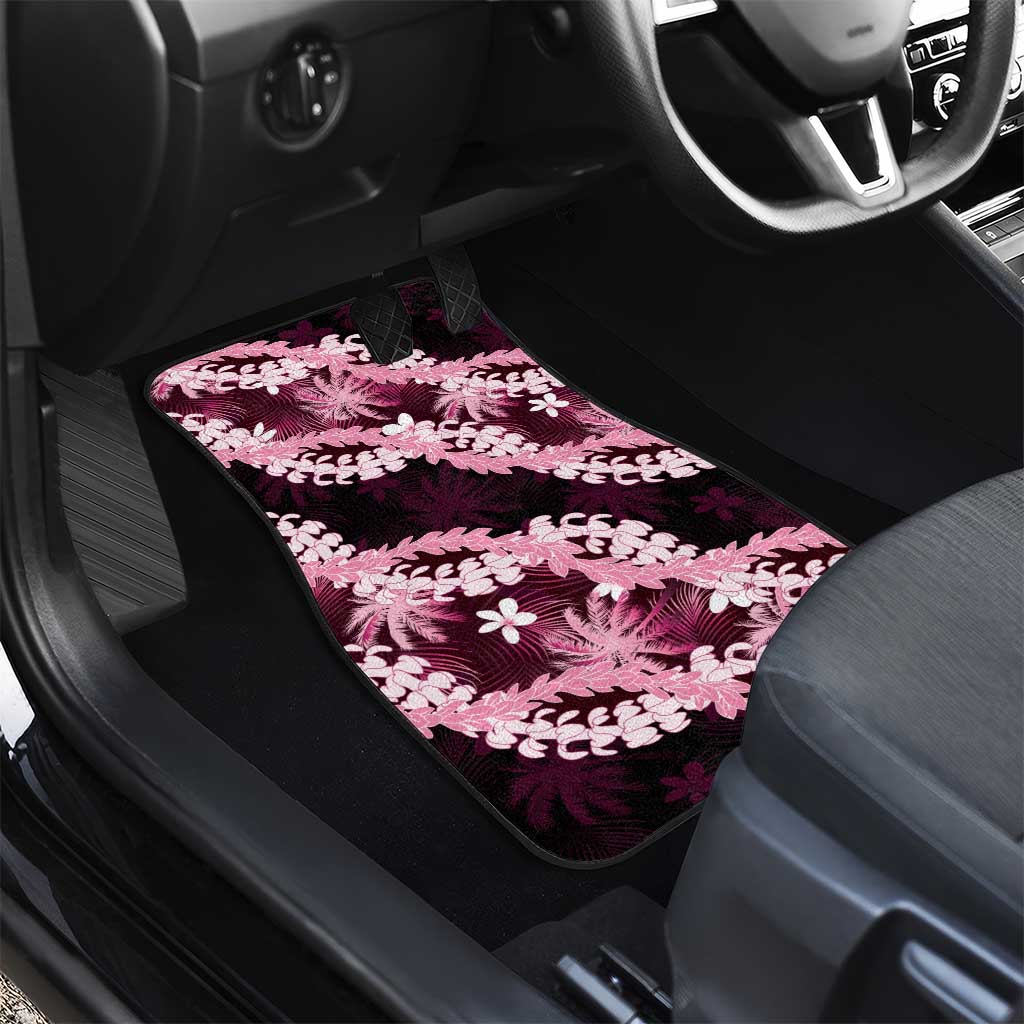 Puakenikeni Maile Lei Car Mats Frangipani Pink Tropical Leaves