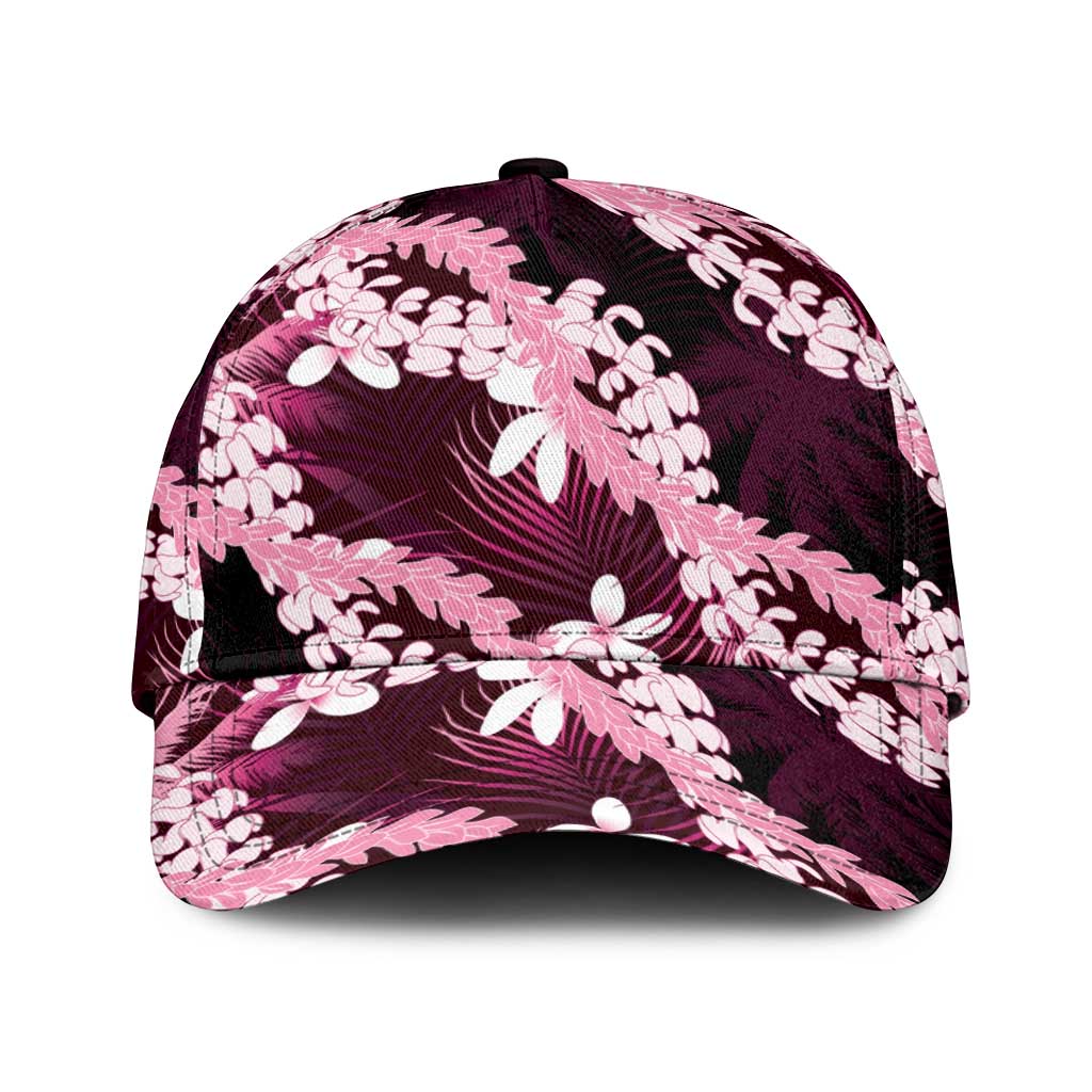 Puakenikeni Maile Lei Classic Cap Frangipani Pink Tropical Leaves