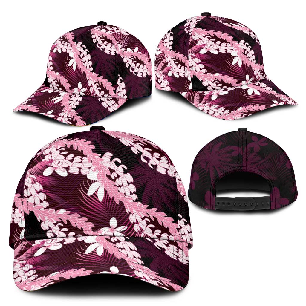 Puakenikeni Maile Lei Classic Cap Frangipani Pink Tropical Leaves