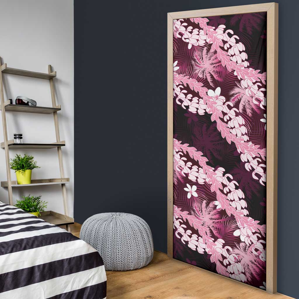 Puakenikeni Maile Lei Door Cover Frangipani Pink Tropical Leaves