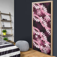 Puakenikeni Maile Lei Door Cover Frangipani Pink Tropical Leaves