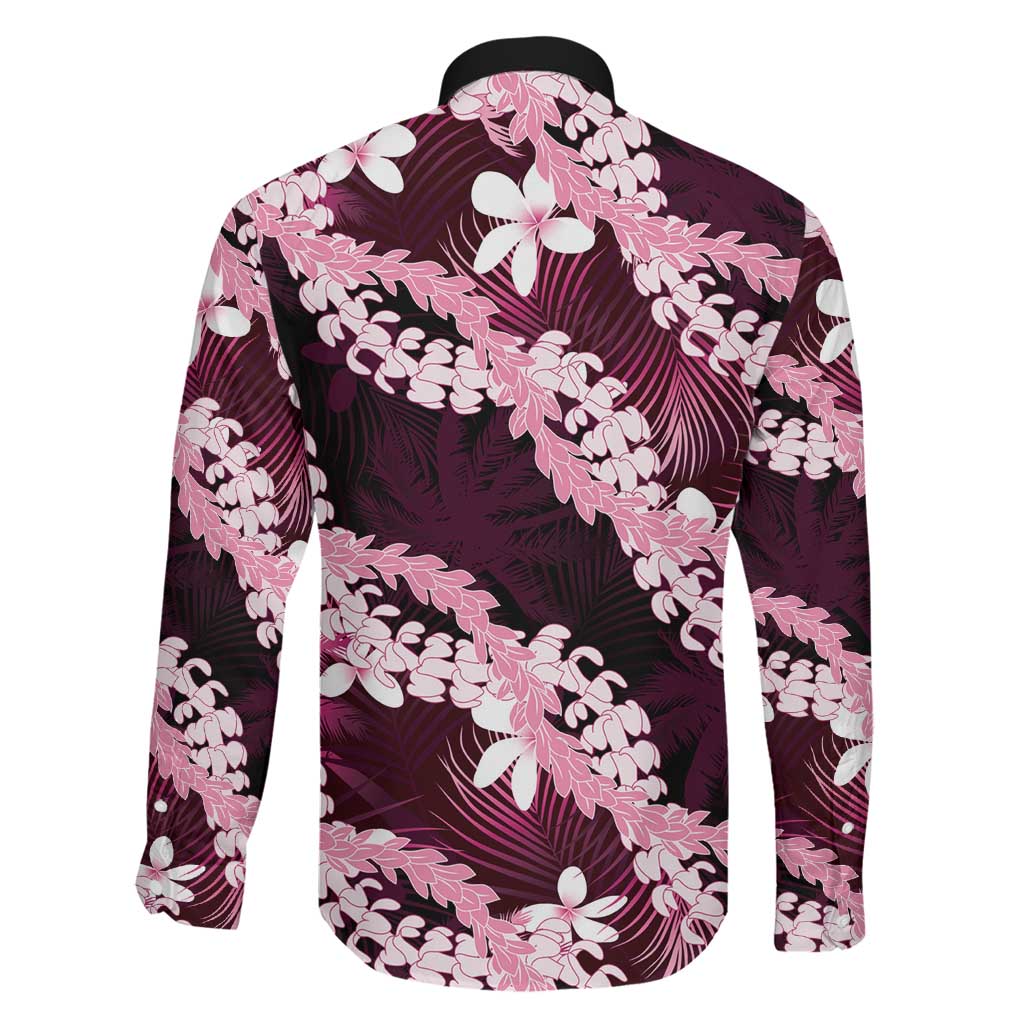 Puakenikeni Maile Lei Family Matching Summer Maxi Dress and Hawaiian Shirt Frangipani Pink Tropical Leaves LT01 - Polynesian Pride