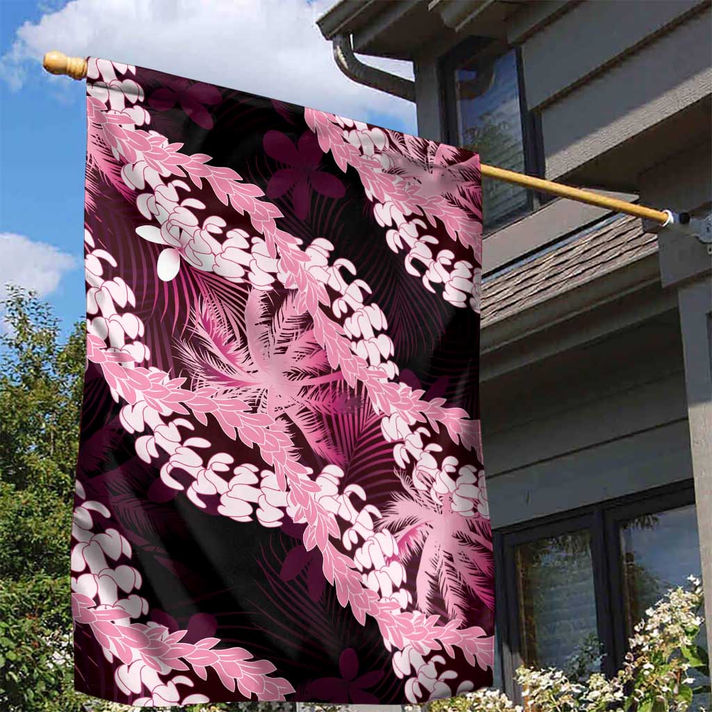 Puakenikeni Maile Lei Garden Flag Frangipani Pink Tropical Leaves