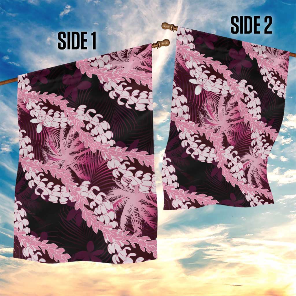 Puakenikeni Maile Lei Garden Flag Frangipani Pink Tropical Leaves