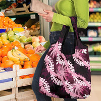 Puakenikeni Maile Lei Grocery Bag Frangipani Pink Tropical Leaves