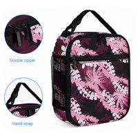 Puakenikeni Maile Lei Lunch Bag Frangipani Pink Tropical Leaves LT01 - Polynesian Pride