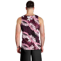 Puakenikeni Maile Lei Men Tank Top Frangipani Pink Tropical Leaves