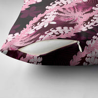 Puakenikeni Maile Lei Pillow Cover Frangipani Pink Tropical Leaves