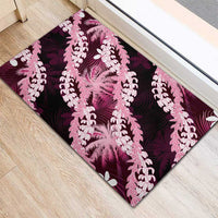 Puakenikeni Maile Lei Rubber Doormat Frangipani Pink Tropical Leaves LT01 - Polynesian Pride