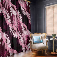 Puakenikeni Maile Lei Window Curtain Frangipani Pink Tropical Leaves