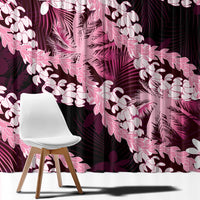 Puakenikeni Maile Lei Window Curtain Frangipani Pink Tropical Leaves
