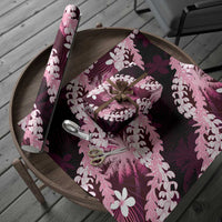 Puakenikeni Maile Lei Wrapping Paper Frangipani Pink Tropical Leaves