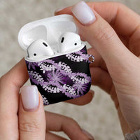 Puakenikeni Maile Lei AirPods Case Frangipani Purple Tropical Leaves