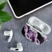 Puakenikeni Maile Lei AirPods Case Frangipani Purple Tropical Leaves