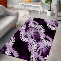Puakenikeni Maile Lei Area Rug Frangipani Purple Tropical Leaves