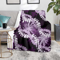 Puakenikeni Maile Lei Blanket Frangipani Purple Tropical Leaves