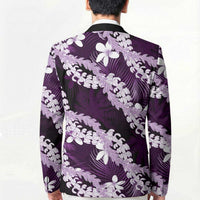 Puakenikeni Maile Lei Blazer Frangipani Purple Tropical Leaves