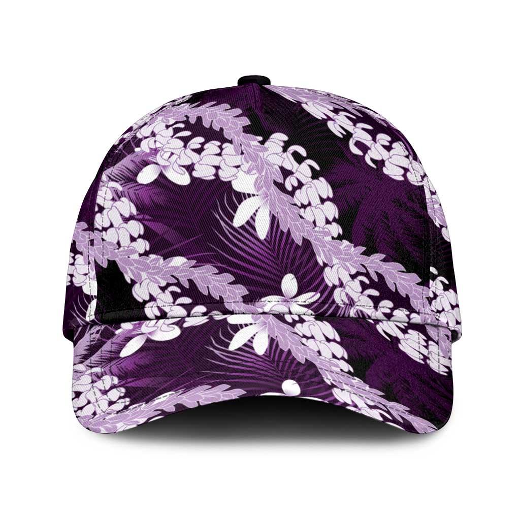 Puakenikeni Maile Lei Classic Cap Frangipani Purple Tropical Leaves