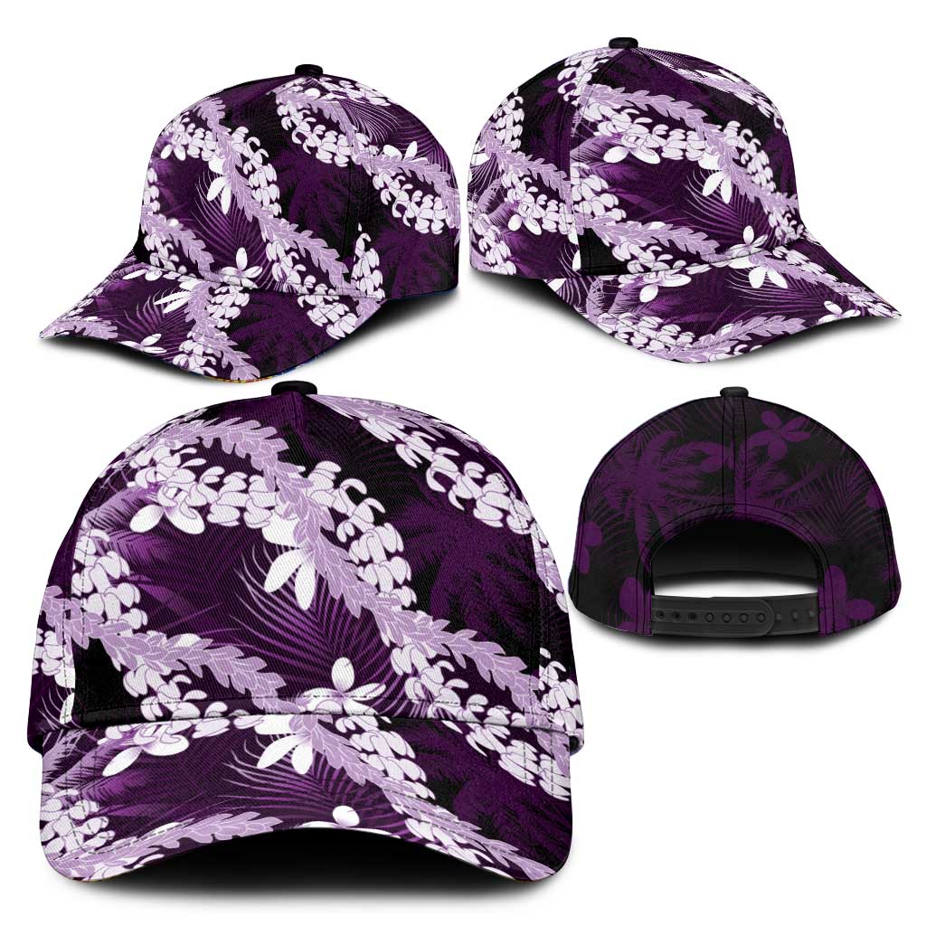 Puakenikeni Maile Lei Classic Cap Frangipani Purple Tropical Leaves