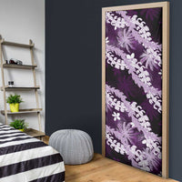 Puakenikeni Maile Lei Door Cover Frangipani Purple Tropical Leaves