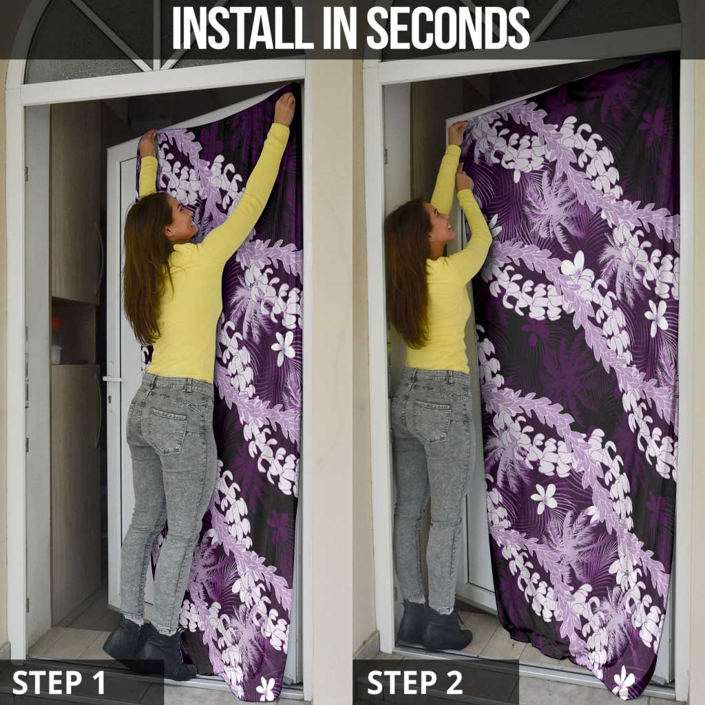 Puakenikeni Maile Lei Door Cover Frangipani Purple Tropical Leaves