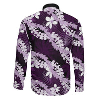 Puakenikeni Maile Lei Family Matching Off Shoulder Maxi Dress and Hawaiian Shirt Frangipani Purple Tropical Leaves LT01 - Polynesian Pride